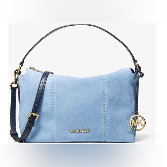 NWT Michael Kors Suede Blue and Navy Shoulder Bag - Picture 1 of 5